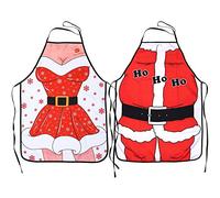 Konsait Tablier rouge de Noël(paquet de 2), Santa anime chef Tabliers de cuisine Humoristique pour Barbecue femme et homme Noël Fête cadeau