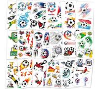 Konsait Tatouage Enfant - 18 Feuilles Football Tatouage Ephemere, Décalcomanie pour Garcon Fille, Pinata Anniversaire Cadeau Jouet