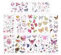 Konsait Tatouage enfant Fille, Papillon Tatouages éphémères Enfant Fête de Anniversaire Petit Cadeau Pinata, 12 Feuilles, 100+ Enfants Licorne Papillon Fleur Tatouage Fille