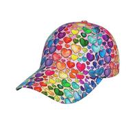 KoNsev Casquette de baseball rayée colorée arc-en-ciel pour homme et femme, chapeau de sport polyvalent délavé avec trou pour queue de cheval, Cœurs arc-en-ciel., taille unique