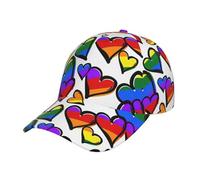KoNsev Casquette de baseball rayée colorée arc-en-ciel pour homme et femme, chapeau de sport polyvalent délavé avec trou pour queue de cheval, Cœurs Gay Pride aux couleurs de l'arc-en-ciel, taille
