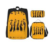 KoNsev Creative African Culture Lot de 3 sacs à dos 40,6 cm pour école préscolaire et boîte à déjeuner pour enfant du primaire, Noir , Taille unique, Ensemble cartable