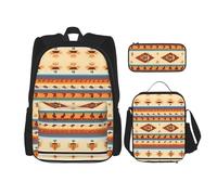 KoNsev Lot de 3 sacs à dos amérindiens de 40,6 cm pour école préscolaire et boîte à déjeuner pour enfant du primaire, Noir , Taille unique, Ensemble cartable