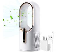 KONSIDEN Ventilateur de bureau sans pales de 30 cm, silencieux, 3 vitesses de réglage, contrôle tactile, facile à nettoyer, petit ventilateur de bureau, silencieux, idéal pour bureau, salon, chambre à
