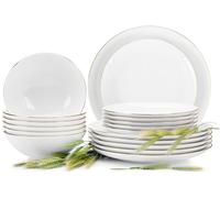 Konsimo Dîner pour 6 personnes (18 pièces) "BOSS GOLDEN LINE", Blanc, porcelaine, Elégant, 20,5/18/27cm