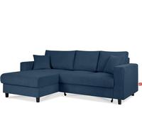 konsimo EGRET Canapé d'angle gauche avec fonction couchage et coffre de lit, fabriqué dans l'UE (bleu marine)