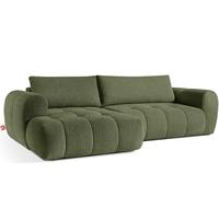 konsimo Lira Canapé d'angle, avec espace de rangement, fonction sommeil, facile d'entretien, en forme de L, côté gauche ou droit, design intemporel et élégance, grand canapé d'angle confortable (vert