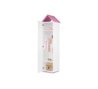 KONSIMO PABIS Meuble pour chambre d'enfant - 190,5 x 47,5 x 46 cm - Meuble pour enfant - Armoire pour chambre d'enfant - Meuble en forme de maison - Bibliothèque pour filles et garçons - Rose