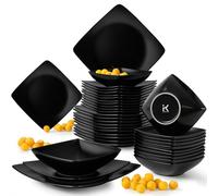 konsimo Service de table 12 personnes - EPIRI Assiette Set Modern 36 pièces - Service de table - Service & vaisselle - Service Set pour la famille - Vaisselle Noir Mat - Plates - Noir Mat