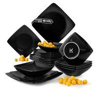 konsimo Service de table 6 personnes - EPIRI Assiette Set Modern 18 pièces - Service de table - Service & vaisselle - Service pour la famille - Vaisselle Noir Mat - Plates - Noir Mat