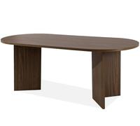 Konsimo Table à manger ovale Esszimmertisch pour salle à manger 90 x 204 cm Küchentisch Faber (noyer foncé)