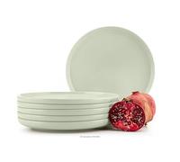 konsimo. VICTO Assiettes Plates pour 6 Personnes - Lot de 6 Assiettes - Passe au Lave-vaisselle - Passe au Micro-ondes - Service Assiette Ceramique - Grande Assiette Plate - 27 cm - Beige