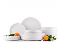 Konsimo Victo Vaisselle pour 6 Personnes - Assiettes Service de Table - Service de Table en Céramique - Assiettes et Bols - Service de Vaisselle Blanc - 18 pièces (assiettes à pâtes)