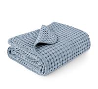 Konssy Couverture gaufrée pour bébés garçons et Filles, couvertures d'emmaillotage pour Tout-Petits, Douces, légères et Neutres (Bleu)