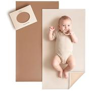 Konssy Matelas à langer en cuir synthétique, imperméable, facile à nettoyer et portable pour voyage ou maison, tient parfaitement dans un sac à langer, 76,2 x 43,2 cm (marron, beige)