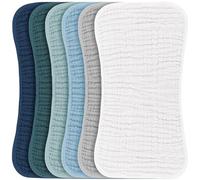 Konssy Muslin Baby Burp Cloths Sets for Unisex- 6 Pack Large 100% Cotton Burping Clothes for Newborn，Baby Girls and Boys (Bleu)