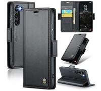 Konstreet Coque pour Samsung Galaxy S24 FE avec porte-cartes et fente pour espèces - Blocage RFID - Chargement sans fil - Résistant aux chocs et aux chutes - Coque magnétique - Boucle en cuir durable