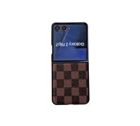 Konstreet Coque pour Samsung Galaxy Z Flip 7, motif damier, coque de protection antichoc fine en polycarbonate rigide pour Galaxy Z Flip 7 2025 - Marron