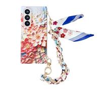 Konstreet Coque pour Samsung Galaxy Z Fold 7 - Ultra-fine - Résistante aux chocs - Sensation élégante en relief - Avec chaîne de poignet et pendentif écharpe - Rouge