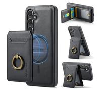 Konstreet Étui portefeuille amovible 2 en 1 en cuir durable pour Samsung Galaxy S24 avec porte-cartes magnétique, 4 emplacements pour cartes, 1 petit porte-monnaie avec blocage RFID, noir