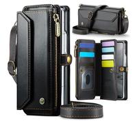 Konstreet Étui portefeuille pour Samsung Galaxy Z Fold 7 en cuir durable avec porte-cartes à rabat dragonne, fermeture éclair et protection RFID pour Galaxy Z Fold 7 Noir