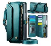 Konstreet Étui portefeuille pour Samsung Galaxy Z Fold 7 en cuir durable avec porte-cartes à rabat et dragonne, fermeture éclair et protection RFID pour Galaxy Z Fold 7, Bleu-vert., Samsung Galaxy Z
