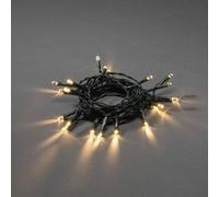 Konstsmide 1469-100 Guirlande lumineuse LED, avec interrupteur marche/arrêt, minuterie 6 h, 30 diodes blanc chaud, fonctionnement à piles, pour l'intérieur, câble vert, 3 piles AA 1,5 V (non incluses)