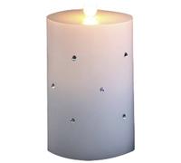 Konstsmide 1837-100 Bougie LED en Cire véritable Blanche, avec Flamme 3D et Cristaux, avec minuterie 4h et 8h, 1 diode Blanc Chaud vacillante, alimentée par Piles, intérieure, 2 x C 1,5 V (Exclu