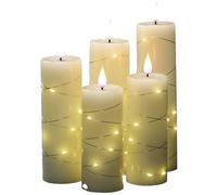 Konstsmide 1845-190 Lot de 5 bougies LED en cire véritable Blanc chaud (Ø x H) 55 mm x 200 mm Minuterie avec