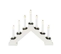 Konstsmide 2262-210 Chandelier Bois 7 Lampes Claires + Interrupteur Laqué Blanc 230 V