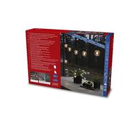 Konstsmide 2337-800SP Guirlande solaire de jardin à bière à LED à télécommande avec 10 diodes ambrées extérieures, câble noir, 2 batteries au lithium / 1 CR2025 (inclus)