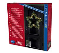 Konstsmide 2768-000 Étoile en Sapin sur Pile Détecteur Crépusculaire 60 LEDs Blanc Chaud Câble Vert