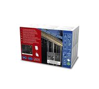 Konstsmide 2777-802SP Rideau lumineux solaire avec 200 diodes ambrées et câble blanc 2 piles au lithium et 1 CR2025 (inclus)