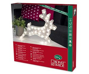 Konstsmide 2787-103 Renne à Suspendre Intérieure avec Effet Étoile 3D 32 LED 24 V Blanc Chaud/Câble Transparent