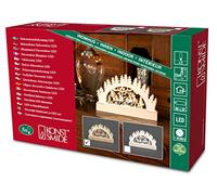 Konstsmide 2843-100 Décoration illuminée LED "traîneau du Père Noël" en bois naturel avec 10 diodes lumière blanche chaude Alimentation : 3x piles AA 1,5 V