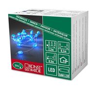 Konstsmide 3155-403 Guirlande d'Eclairage de Déco Caillou Métallique sur Pile 20 LED Bleu/Blanc/Câble Transparent