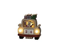 Konstsmide 3273-100 Figurine LED en bois avec dés de date, minuterie 6H, 3 diodes blanches chaudes, alimentées par piles, intérieures, 2 piles AAA 1,5 V (non compris)
