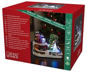 Konstsmide 3446-000 Scène à LED Gare avec Sapin de Noël à Cristaux avec Animation et 8 Chants Classiques de Noël, Plastique/, 1.5 W, Multicolore