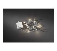 Konstsmide 3724-103 Guirlande d'Eclairage Extérieur sur Pile avec Interrupteur 40 LED Blanc Chaud/Câble Transparent
