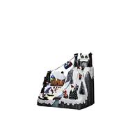 Konstsmide 4253-000 Décoration de Noël LED Scène avec Musique, Fonctionne à Piles ou USB, intérieur, câble Noir, polyrésine PVC, Résine, Multicore, Small Ski Slope