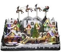 Konstsmide Décorations de Noël Scène LED, avec musique, fonctionne à piles ou USB, intérieur, câble noir, polyrésine PVC, résine, multicolore, grand village