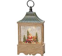 Konstsmide Lanterne à eau LED « Père Noël et Arbre », couleur naturelle, remplie d'eau, minuterie 5h, 1 diodes blanc chaud, à piles et USB, intérieur, 4288-000
