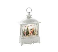 Konstsmide 4396-200 Lanterne à LED Pères-Noël avec oiseaux blanc chaud LED blanc rempli d'eau, minuteur, enneigé, avec