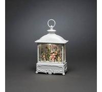 Konstsmide 4396-200 Lanterne à LED Pères-Noël avec oiseaux blanc chaud LED blanc rempli d'eau, minuteur, enneigé, avec
