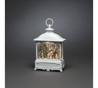 Konstsmide 4396-200 Lanterne à LED Pères-Noël avec oiseaux blanc chaud LED blanc rempli deau, minuteur, enneigé, avec interrupteur