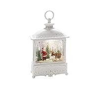 Konstsmide 4397-200 Grande lanterne d'eau, au motif de père Noël, blanc antique, avec interrupteur marche / arrêt et minuterie de 5 h, fonctionne à piles, idéale pour l’intérieur, comporte 1 diode, blanche chaude