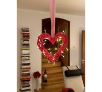 Konstsmide 6217-550 Figurine en bois cœur blanc chaud LED rouge