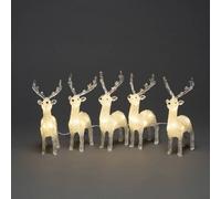 Konstsmide 6288-103 Lot de 5 rennes LED en acrylique transparent pour extérieur (IP44) 40 diodes blanc chaud 24 V Câble blanc chaud