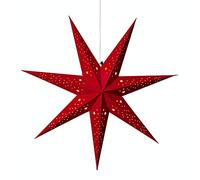 Konstsmide 7 Point Hanging Paper Star : Velvet Finish : Plug-in : 78cm : Red with Gold Inside : 5951-550EE