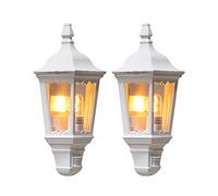 Konstsmide 7230-250 Lot de 2 appliques murales demi-coque avec détecteur de mouvement Firenze E27 Aluminium Blanc